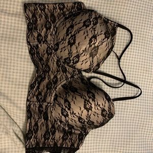 Crossed front, lacy bra